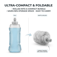 Bouteille souple pliable de 500 ml avec logo personnalisé pour événements sportifs, en TPU de 0,3 mm, anti-fuite, vente en gros