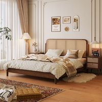 Lit en rotin et bois massif de style chinois vintage, tailles 12m/15m/18m, design multifonctionnel