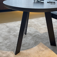 Table basse circulaire élégante NORYA en imitation bois, table d'appoint légère pour canapé ou lit