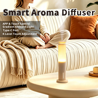 Diffuseur d'huiles essentielles ultrasonique de type pilier pour la maison, avec éclairage LED, design portable, construction métallique