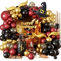 Kit de guirlande de ballons Yuyang Magic Theme Baby Shower Magic Wizard School 113 pièces, décorations de ballons d'anniversaire bordeaux, noir et or