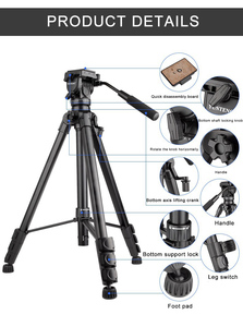 Yunteng 880 tête de trépied kit VCT-880 pour <span class=keywords><strong>Canon</strong></span> Nikon Sony micro reflex argentique caméra trépied caméra - Product Image 5