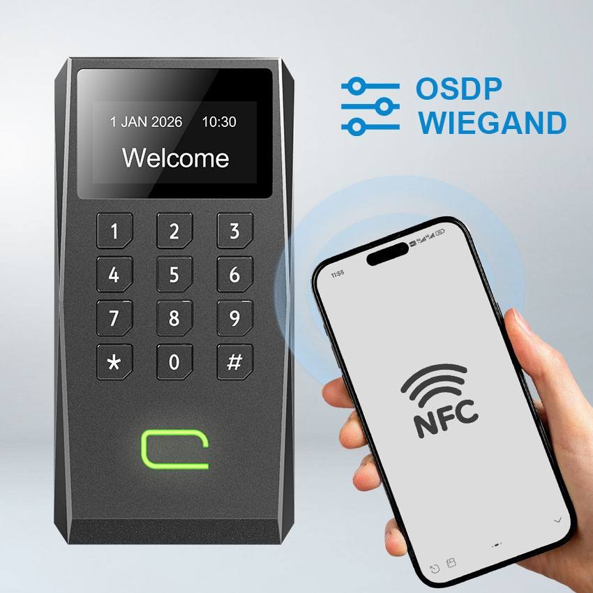 Wiegand RS485 OSDP OLED Display Touch Keypad Access Control Reader RFID ...