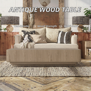 Mesa de Centro de Madera Maciza Estilo Antiguo Wabi-Sabi para Sala de Estar, Duradera, Ecológica, Hecha a Mano, Mueble para el Hogar, Panel de Color Natural - Product Image 2