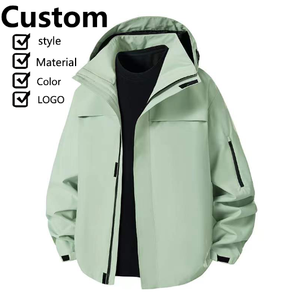 Veste coupe-vent imperméable en softshell 100% polyester, personnalisable, pour homme, avec fermeture éclair intégrale et capuche, vente en gros - Product Image 1