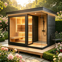 Accessoires de sauna de luxe au design moderne, sauna extérieur en bois pour la maison, sauna sec avec douche intégrée, poêles à bois.