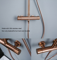 Système de douche de salle de bain en acier inoxydable 304 couleur bronze, mitigeur thermostatique pour douche pluie et robinet de baignoire en céramique, idéal pour hôtels et villas