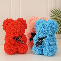 DIY 25 cm Teddy-Rosenbär-Box Künstliche PE-Blumen Mehrfarbig Weihnachten Valentinstag Muttertag Neujahr Erntedankfest