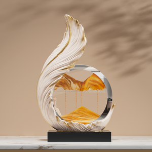 Adorno de arte de arena fluida con alas blancas, pintura de arena en movimiento, decoración de lujo para el hogar, para sala de estar, mueble de TV, estantería - Product Image 1
