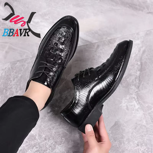 Chaussures en cuir véritable pour hommes, style bureau et carrière, à enfiler, avec semelle intermédiaire en EVA, antidérapantes, respirantes, bout rond - Product Image 1