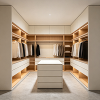 Armoire de luxe, dressing, placard sur mesure pour chambre à coucher, organisateur de rangement de vêtements avec éclairage LED pour villa