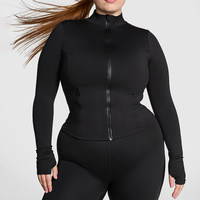 Vêtements de sport pour femmes, vêtements de fitness, veste de yoga à manches longues, veste grande taille à fermeture éclair avec trous pour les pouces