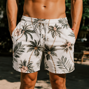 <b>Men</b> Color Block Swim Shorts Quick Dry Casual Mid Waist 100% Polyester Board Shorts Beach Swim <b>Trunks</b> Pockets Drawstring Closure - Product Image 1