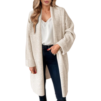 cardigan long en tricot pour femme, manteau ouvert sur le devant, pull d'hiver, veste décontractée, vêtement d'extérieur chaud