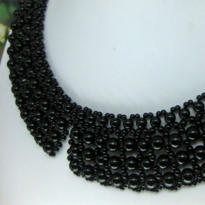 Moda retrò donna bianco/nero perla fatta a mano colletto intrecciato collana di perle - Product Image 6