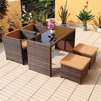 Ensemble de tables et chaises de jardin en PE de style minimaliste moderne, résistant à l'eau et aux rayons UV, pour patio, jardin, balcon, villa