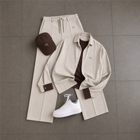 Ensemble chemise et pantalon pour homme personnalisé 100% coton, broderie logo, chemise à manches longues, pantalon large, imprimé, formel, fabricant OEM ODM, vente en gros