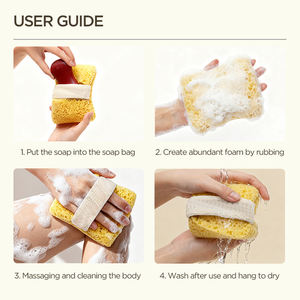 ليفة استحمام بسيطة لتقشير الجسم مع كيس بلاستيكي للنساء والرجال، إكسسوارات الاستحمام - Product Image 6