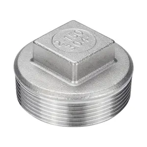RTS Stainless Steel 201 304 Quadragon Plug Head Nipple Connector Casting Pipe Fitting Square Head Plug