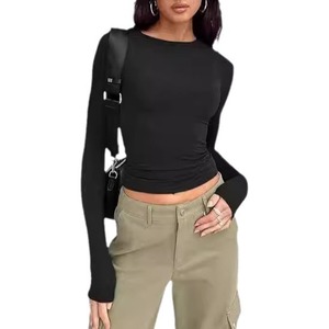 Chemise de <span class=keywords><strong>base</strong></span> décontractée pour femmes européennes et américaines, manches longues, coupe ajustée, matière en soie de lait, col basique transfrontalier, peigné - Product Image 5