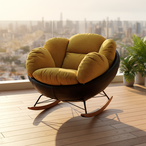 เก้าอี้โยกทรงหอยทากทันสมัย เก้าอี้โซฟาเดี่ยวสำหรับห้องนั่งเล่น ระเบียง เก้าอี้พักผ่อนแบบเอนได้ โครงสร้างแข็งแรง ดีไซน์ปรับเอนได้ - Product Image 4