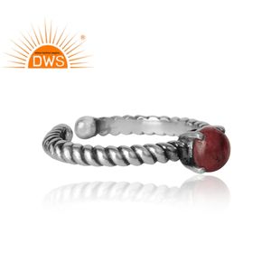 แหวนพลอยทัวร์มาลีนสีชมพูดึงดูดใจแหวนดีไซเนอร์925เงินออกซิไดซ์คอลเลกชันวินเทจ - Product Image 6