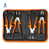 HTL – Kit de 4 pinces à circlips avec mâchoires droites/coudées de 7 pouces, avec étui – Outil robuste pour la pose et le retrait de joints de retenue