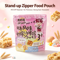 Sachet Doypack Personnalisé en PET CPP de Qualité Alimentaire, Épaisseur 10c, avec Fermeture Zip Refermable pour Emballage de Snacks, Biscuits et Sachima