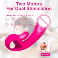 Neuer 2-in-1 G-Punkt und Klitoris-Stimulator für Frauen, Stoßender Dildo mit Heizfunktion, Rabbit-Zungenvibrator, Wasserdicht, Silikon, Rosenrot, USB