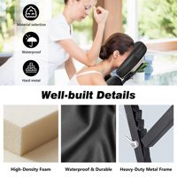 Fauteuil de massage pliant portable en gros, noir, en PU, avec cadre métallique, appui-tête, accoudoirs et coussin de poitrine, pour spa, OEM