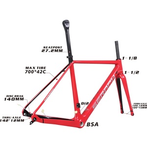 Carbon Fiber Flat Mount Threaded Disc Gravel Bike <b>Frame</b> GR029 Brushed Silver Logo 49/52/54/56/58cm - Product Image 5