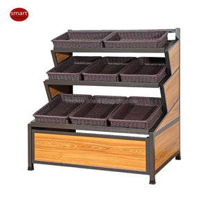 Étagère murale <span class=keywords><strong>en</strong></span> acier à 3 niveaux pour fruits et légumes frais, présentoir <span class=keywords><strong>en</strong></span> <span class=keywords><strong>bois</strong></span> pour produits frais - Product Image 5