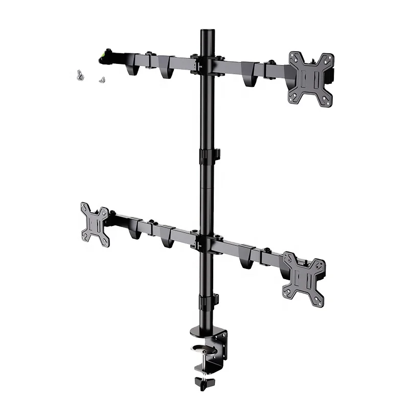 KALOC DW240-J Multiple 4 LCD Monitor Stand 17-27" Adjustable Computer Four Monitor Holder Arm Desk Mount Stand