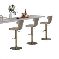 Tabouret de bar haut pour usage domestique, style américain moderne de luxe léger, réglable, en acier inoxydable, fabriqué en Chine