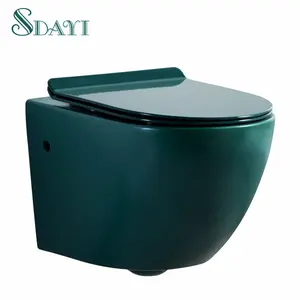 rimless bidet शौचालय Suppliers-बाथरूम रंग rimless दीवार शौचालय सिरेमिक मैट रंग गहरे हरे रंग दीवार लटका शौचालय और bidet