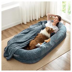 Menschliches Hunde bett Luxus Kunst pelz Riesiges Hunde bett in menschlicher Größe mit tragbarem Griff Ei Ortho pä discher Schaum Hund Menschliches Bett mit Decke - Product Image 1