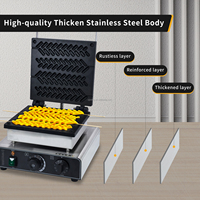 Machine à gaufres commerciale en forme de sapin de Noël, 4 moules en acier inoxydable, revêtement antiadhésif en téflon, pour snacks