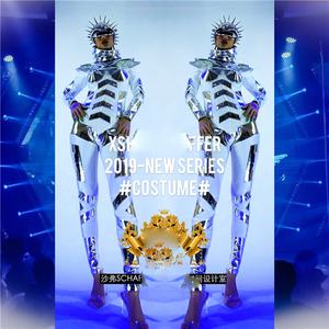 Las mujeres soldado sexy club nocturno <span class=keywords><strong>chica</strong></span> caliente <span class=keywords><strong>GOGO</strong></span> de plata de las mujeres de la tecnología espacial Sentido de equipo de baile danza de la etapa mostrar USA - Product Image 3