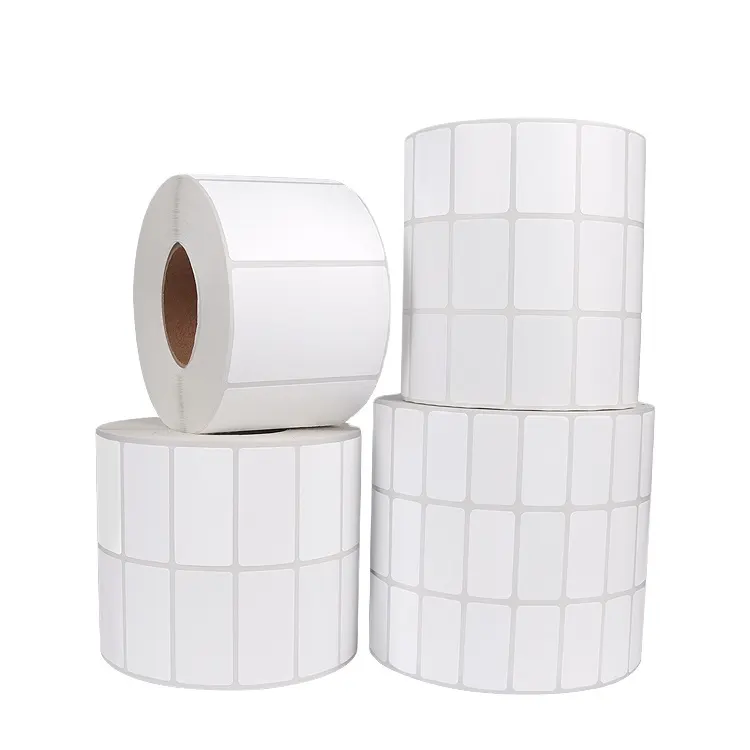 Autocollant de taille personnalisée blanc mat ou brillant thermique PP synthétique polypropylène papier adhésif de qualité congélateur étiquette de code à barres alimentaire