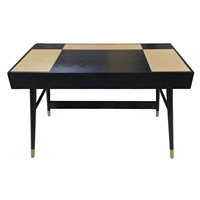 Ensemble bureau et chaise en cuir véritable style Hilton, bicolore, minimaliste, pour chambre d'hôtes - Personnalisable