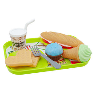 Ensemble de jouets de simulation repas de hamburger avec plateau, hot-dog, crème glacée, café, dessert, biscuits – Cadeau éducatif pour enfants pour jeu de rôle - Product Image 4
