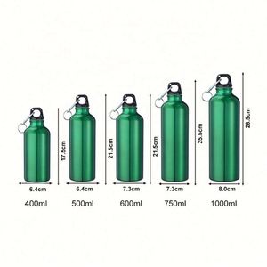 Bouteilles d'eau sportives en aluminium personnalisées avec logo, 400 ml, 500 ml, 600 ml, 750 ml, réutilisables avec bouchons à vis et mousquetons inclus, sans BPA - Product Image 3