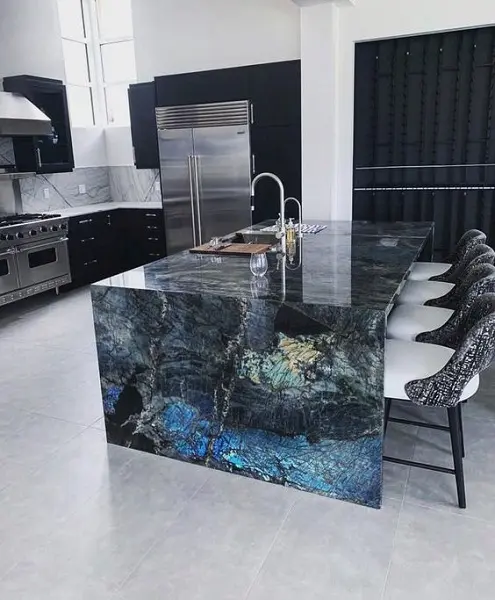 Customized stone blue labradorite granite counter top natural blue granite stone slabs blue sapphire stone granite pool table