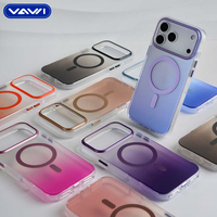 VAWI B004 Coque rigide antichoc de haute qualité pour iPhone 13 14 15 16 17 ProMax, coque magnétique à bordure à pois dégradée pour Samsung