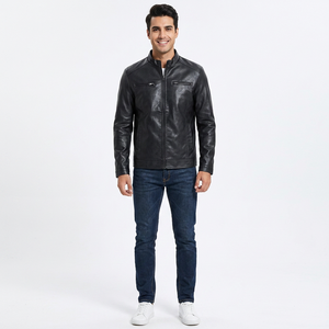 Veste en cuir sur mesure tendance à prix de gros pour hommes, fabrication pakistanaise, veste décontractée respirante pour hommes - Product Image 1