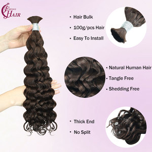 FH 12A <span class=keywords><strong>Cheveux</strong></span> humains bouclés italiens en vrac pour tresses bohèmes, sans trame, fournisseur de <span class=keywords><strong>cheveux</strong></span> indiens vierges # 2 mèches de <span class=keywords><strong>cheveux</strong></span> humains à tresser brun <span class=keywords><strong>foncé</strong></span> 100g - Product Image 2