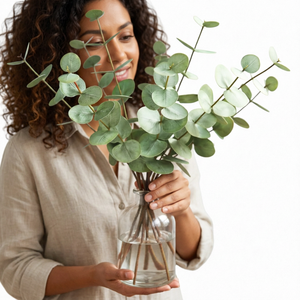 Tige unique de 78 cm de feuilles d'eucalyptus artificielles, faites à la main, en latex, toucher réel, verdure moderne pour arrangements floraux du Nouvel An, <span class=keywords><strong>Rosan</strong></span> - Product Image 2