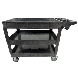 Grand chariot utilitaire en plastique gris, chariots de livraison de nourriture, chariots à outils avec roues - Product Image 3