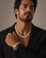 Chaîne cubaine en laiton plaqué or 18 carats avec zircone cubique 5A pour hommes