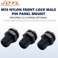Connecteur étanche JOYL M10 à panneau circulaire avec broche mâle, 1/2/3/4/5/6 broches, 8A, IP67/IP68, pour alimentation électrique